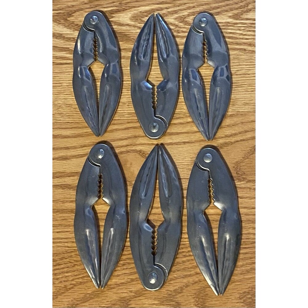 Lot of 6 Vtg Aluminum Lobster Crab Claw Metal 5.5” Cracking Tool Dining Utensils